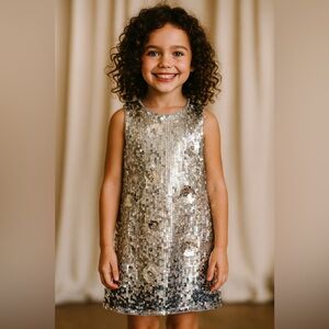 Zara Girls Silver Sequin Dress